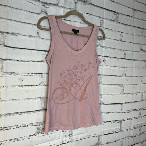 Tops - Pastel Pink Graphic Sleeveless Tank Top Crew Loose Fit Summer Shirt SZ M